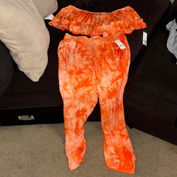 Fashion to Figure Pants - Fashion to Figure Orange Tie-Dye Wide Leg Pants